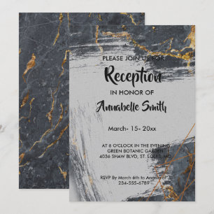 Marble Glitter Geometric Reception Invitation