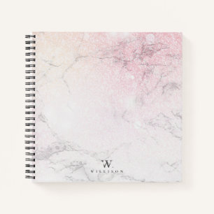 Marble Glitter Luxury monogram design Notebook
