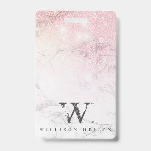 Marble Glitter Luxury monogram ID Badge