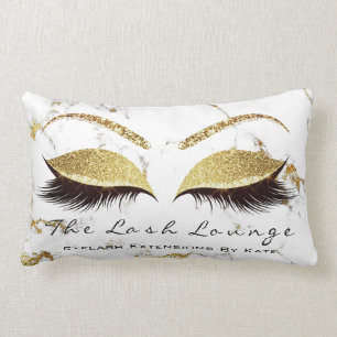 Marble Glitter Makeup Lashes Eye Princess Gold Lumbar Cushion