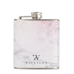 Marble Glitter Personalised design Hip Flask