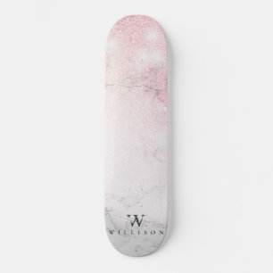 Marble Glitter Personalised Skateboard