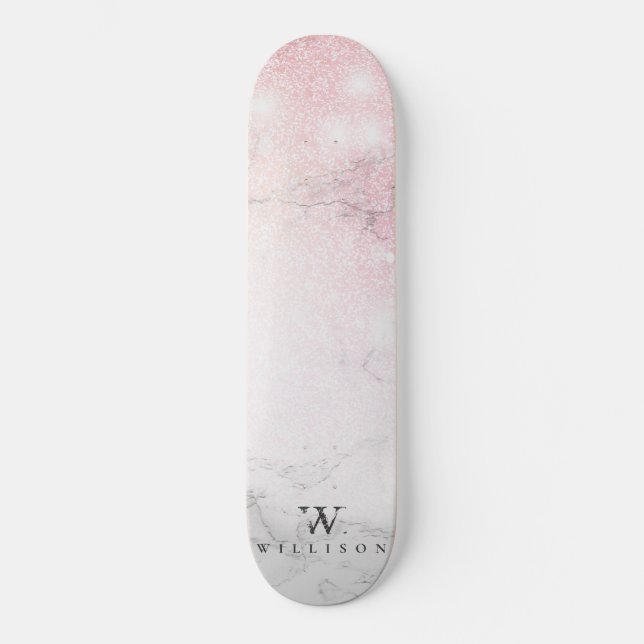 Marble Glitter Personalised Skateboard (Front)