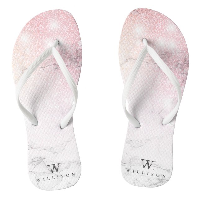 Marble Glitter Personalised Thongs (Footbed)