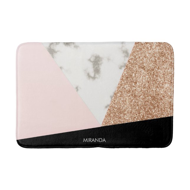 Marble Glitter Rose Mosaic Bath Mat (Front)
