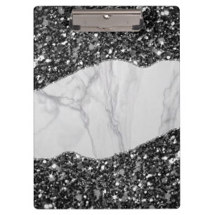 Marble Glitter Spiral Notebook Clipboard