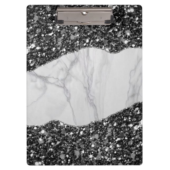 Marble Glitter Spiral Notebook Clipboard (Front)
