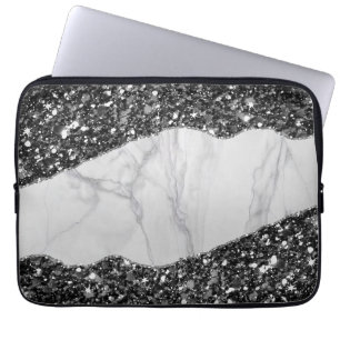 Marble Glitter Spiral Notebook Laptop Sleeve
