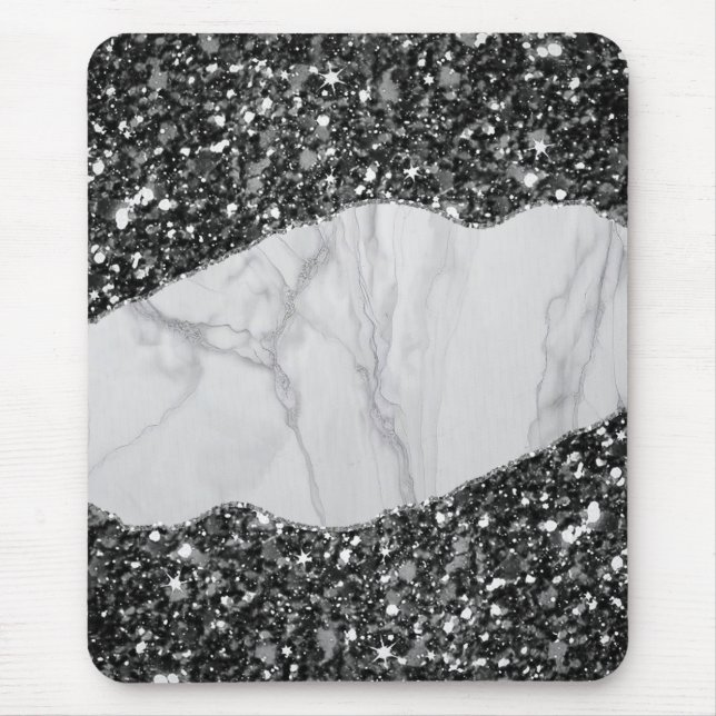 Marble Glitter Spiral Notebook Mouse Pad (Front)