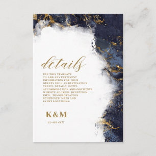 Marble Glitter Wedding Navy Blue Gold ID644 Enclosure Card