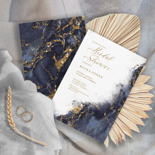 Marble Glitter Wedding Navy Bridal Shower ID644 Invitation