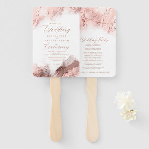 Marble Glitter Wedding Program Rose Gold ID644 Hand Fan