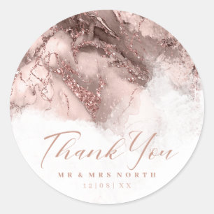 Marble Glitter Wedding Rose Gold ID644 Classic Round Sticker