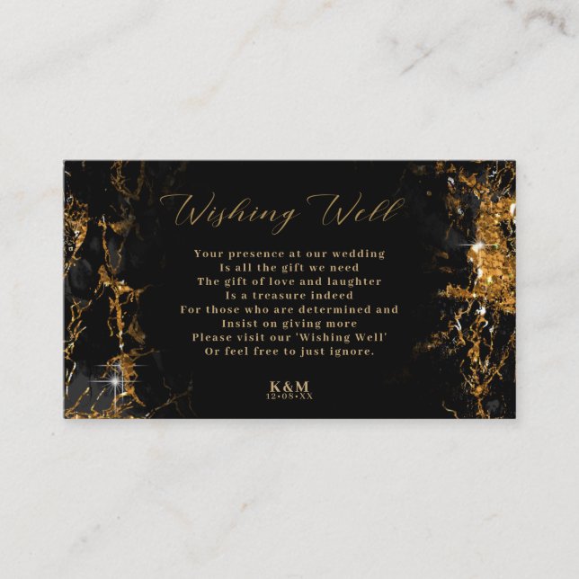 Marble Glitter Wishing Well V2 Black/Gold ID644 Enclosure Card (Front)