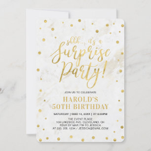Marble & Gold   Adult 50th Surprise Birthday Party Invitation