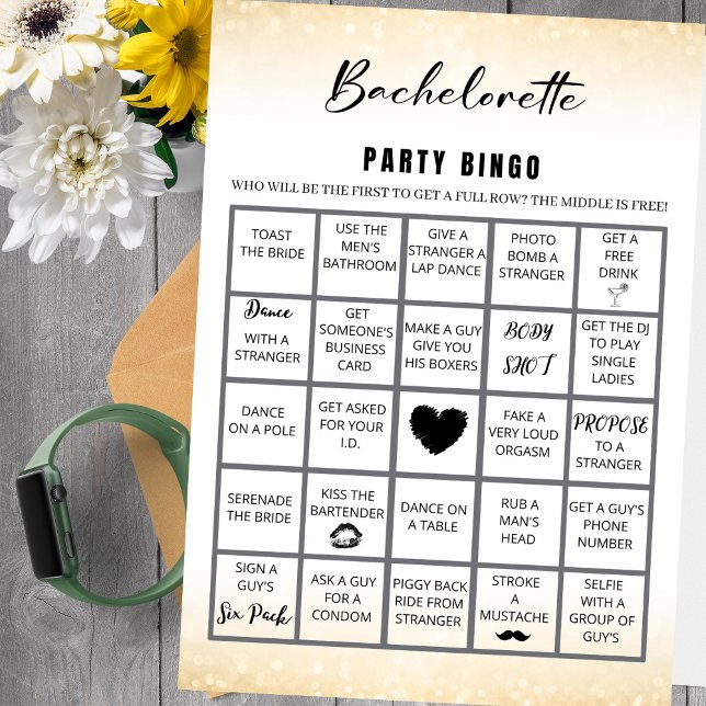 Marble Gold Bachelorette Bingo Party Game Invitation (Creator Uploaded)