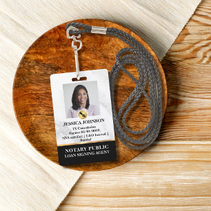 Marble, Gold & Black Luxury Professional Notary ID ID Badge