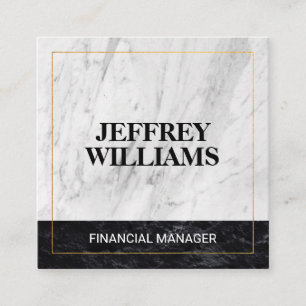 Marble Gold Border Financial Manager Square Business Card