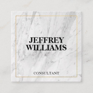 Marble   Gold Border Square Business Card