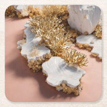 Marble & Gold Coral Haven Coasters