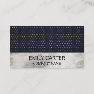 Marble Gold Dot Pattern Luxury Dark Blue Business Card