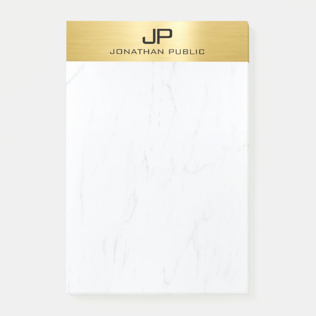 Marble Gold Elegant Modern Minimalist Template Post-it Notes (Front)
