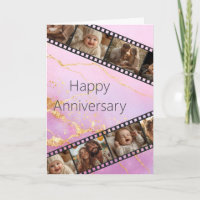 Marble & Gold Film Strip Photo Anniversary Card