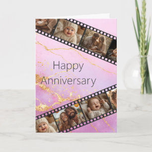 Marble & Gold Film Strip Photo Anniversary Card