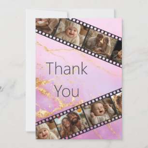 Marble & Gold Film Strip Photo Thank You Card