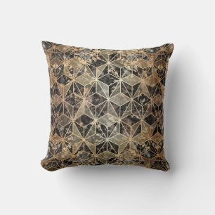 Marble & Gold Geometric Pattern Cushion