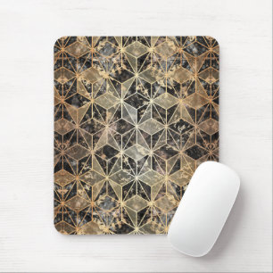 Marble & Gold Geometric Pattern Mouse Pad