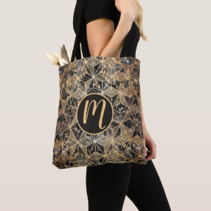 Marble & Gold Geometric Pattern Tote Bag