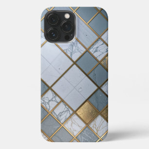Marble Gold Grid Luxury Geometry iPhone 13 Pro Max Case