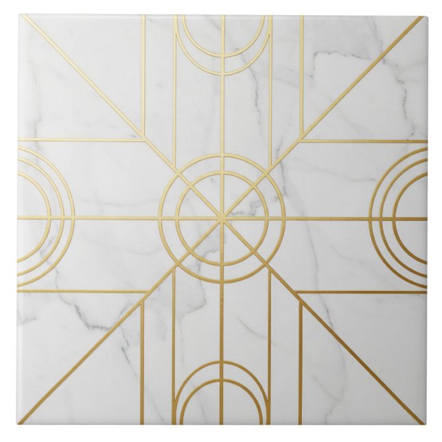 Marble & Gold Harmony Ceramic Tile (Front)