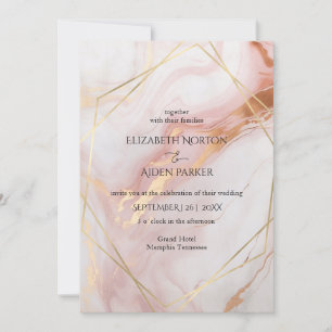 Marble Gold (Imitation) Blush Wedding Invitation