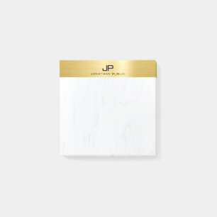 Marble & Gold Modern Monogram Initial Template Post-it Notes