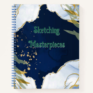 Marble & Gold on Midnight Blue Notebook