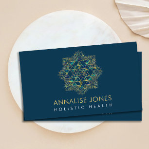 Marble & Gold Sri Yantra / Sri Chakra in Lotus Business Card