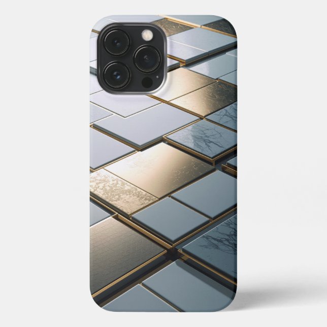 Marble Gold Tiles Luxury Geometry iPhone Case (Back)