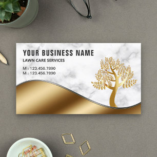 Marble Gold Tree Gardening Landscaping Lawn Care Business Card
