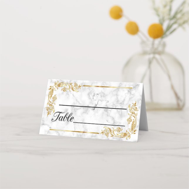 Marble-golden frame place card (Front)