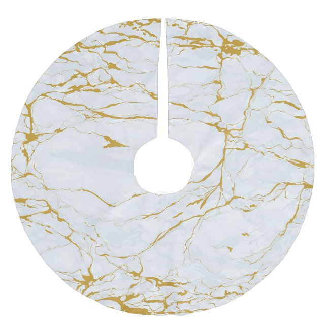 Marble Golden Texture Seamless Pattern Brushed Polyester Tree Skirt (Front)