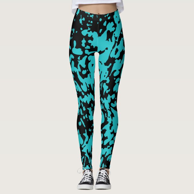 Marble Granite Texture Blue  Leggings (Front)