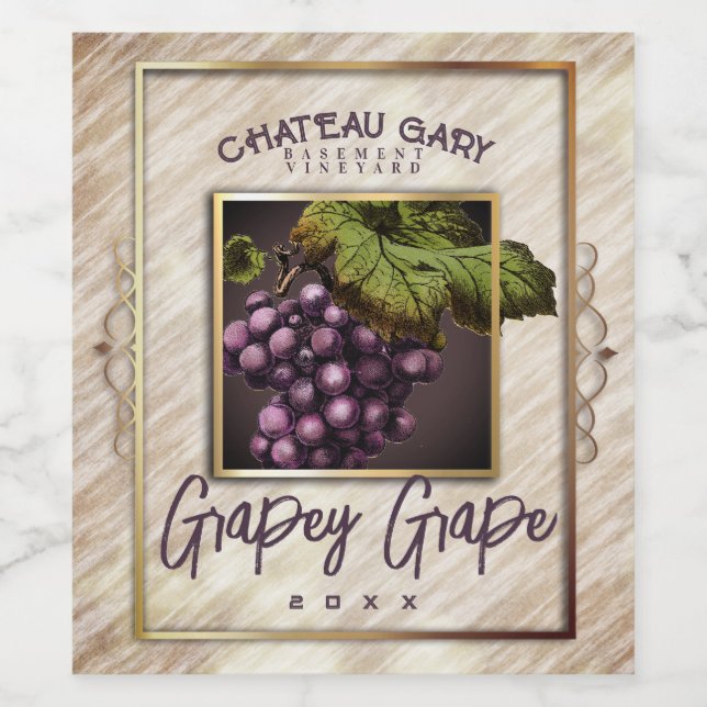 Marble grapes red wine personalised wine label (Single Label)