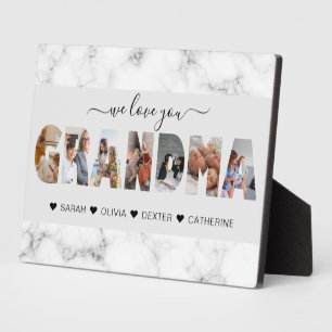 Marble Gray We Love You Grandma Photo Collage Plaque