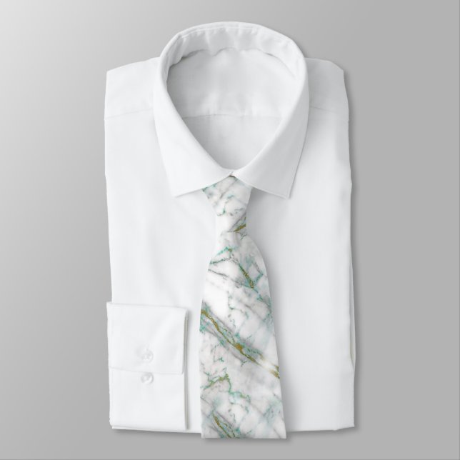 MARBLE GREEN GOLD ABSTRACT TIE (Tied)