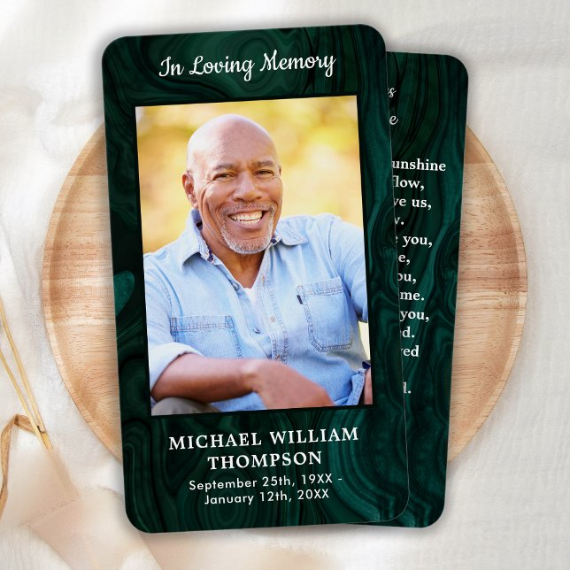 Marble Green Memorial Photo Funeral Prayer Card (Creator Uploaded)