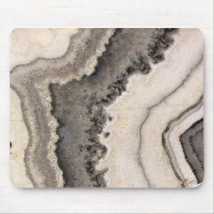 Marble grey black white agate natural gemstone mouse pad