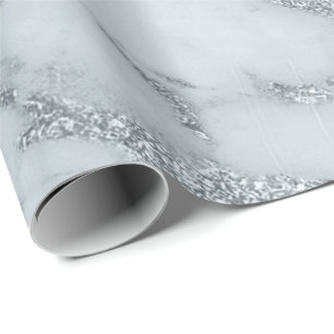 Marble Grey Blue Pastel Stone Abstract Metallic Wrapping Paper