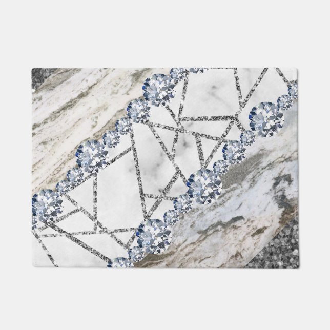 Marble Grey Gold White Doormat (Front)
